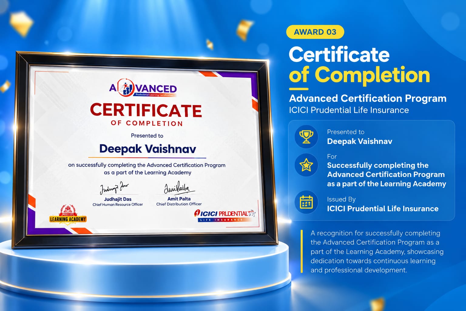 Deepak Vaishnav achievement